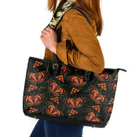 Kamehameha Butterfly Mamaki Hawaii Leather Tote Bag Pulelehua Hawaiian Kakau Seamless Style
