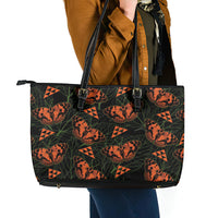 Kamehameha Butterfly Mamaki Hawaii Leather Tote Bag Pulelehua Hawaiian Kakau Seamless Style