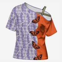 Kamehameha Butterfly Palaka Hawaii Cross Shoulder Shirt Pulelehua Honohono Pikake Lei