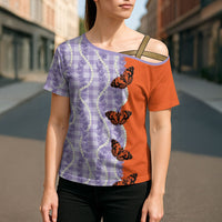 Kamehameha Butterfly Palaka Hawaii Cross Shoulder Shirt Pulelehua Honohono Pikake Lei
