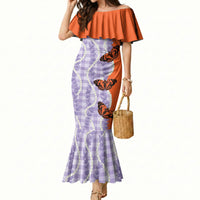 Kamehameha Butterfly Palaka Hawaii Mermaid Dress Pulelehua Honohono Pikake Lei