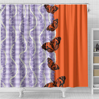 Kamehameha Butterfly Palaka Hawaii Shower Curtain Pulelehua Honohono Pikake Lei