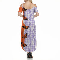 Kamehameha Butterfly Palaka Hawaii Summer Maxi Dress Pulelehua Honohono Pikake Lei