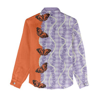 Kamehameha Butterfly Palaka Hawaii Women Casual Shirt Pulelehua Honohono Pikake Lei