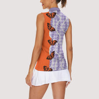 Kamehameha Butterfly Palaka Hawaii Women Sleeveless Polo Shirt Pulelehua Honohono Pikake Lei