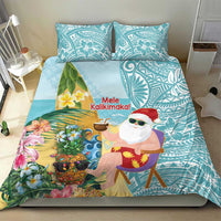 Aloha Hawaii Mele Kalikimaka Bedding Set Chilling Santa With Pineapple - Polynesian Pattern