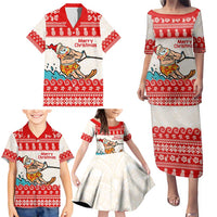 Mele Kalikimaka Hawaii Family Matching Puletasi and Hawaiian Shirt Water-skiing Santa Tropical Vibes LT14 - Polynesian Pride