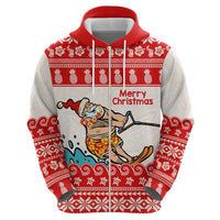Mele Kalikimaka Hawaii Hoodie Water-skiing Santa Tropical Vibes