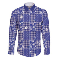 Blue Palaka Japanese Patterns Family Matching Short Sleeve Bodycon Dress and Hawaiian Shirt Koi Fish Asanoha Sakura Patchwork Stylized - Polynesian Pride