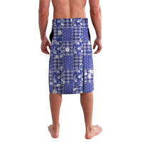 Blue Palaka Japanese Patterns Lavalava Koi Fish Asanoha Sakura Patchwork Stylized - Polynesian Pride