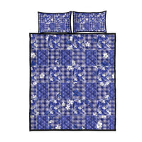 Blue Palaka Japanese Patterns Quilt Bed Set Koi Fish Asanoha Sakura Patchwork Stylized - Polynesian Pride