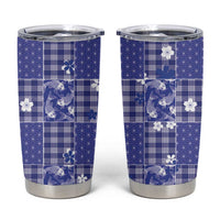 Blue Palaka Japanese Patterns Tumbler Cup Koi Fish Asanoha Sakura Patchwork Stylized - Polynesian Pride