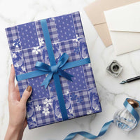 Blue Palaka Japanese Patterns Wrapping Paper Koi Fish Asanoha Sakura Patchwork Stylized - Polynesian Pride