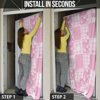 Pink Palaka Japanese Patterns Door Cover Koi Fish Asanoha Sakura Patchwork Stylized - Polynesian Pride