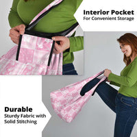 Pink Palaka Japanese Patterns Grocery Bag Koi Fish Asanoha Sakura Patchwork Stylized - Polynesian Pride