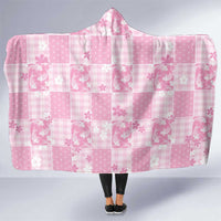 Pink Palaka Japanese Patterns Hooded Blanket Koi Fish Asanoha Sakura Patchwork Stylized - Polynesian Pride
