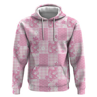 Pink Palaka Japanese Patterns Hoodie Koi Fish Asanoha Sakura Patchwork Stylized - Polynesian Pride