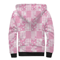 Pink Palaka Japanese Patterns Sherpa Hoodie Koi Fish Asanoha Sakura Patchwork Stylized - Polynesian Pride