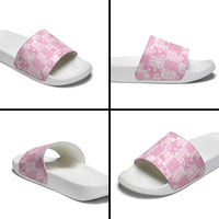 Pink Palaka Japanese Patterns Slide Sandals Koi Fish Asanoha Sakura Patchwork Stylized - Polynesian Pride