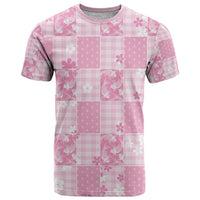 Pink Palaka Japanese Patterns T Shirt Koi Fish Asanoha Sakura Patchwork Stylized - Polynesian Pride