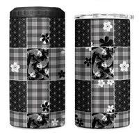 Black Palaka Japanese Patterns 4 in 1 Can Cooler Tumbler Koi Fish Asanoha Sakura Patchwork Stylized - Polynesian Pride