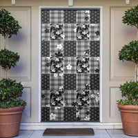 Black Palaka Japanese Patterns Door Cover Koi Fish Asanoha Sakura Patchwork Stylized - Polynesian Pride