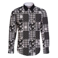 Black Palaka Japanese Patterns Family Matching Long Sleeve Bodycon Dress and Hawaiian Shirt Koi Fish Asanoha Sakura Patchwork Stylized - Polynesian Pride