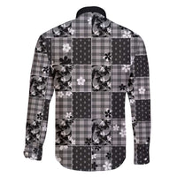 Black Palaka Japanese Patterns Family Matching Off Shoulder Maxi Dress and Hawaiian Shirt Koi Fish Asanoha Sakura Patchwork Stylized - Polynesian Pride