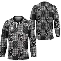 Black Palaka Japanese Patterns Hockey Jersey Koi Fish Asanoha Sakura Patchwork Stylized - Polynesian Pride