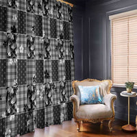 Black Palaka Japanese Patterns Window Curtain Koi Fish Asanoha Sakura Patchwork Stylized - Polynesian Pride