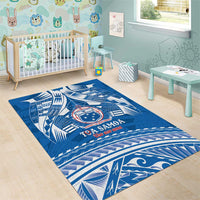 Toa Samoa Rugby Custom Area Rug Uso aso uma Samoan Pattern Blue - Polynesian Pride