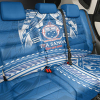 Toa Samoa Rugby Custom Back Car Seat Cover Uso aso uma Samoan Pattern Blue - Polynesian Pride