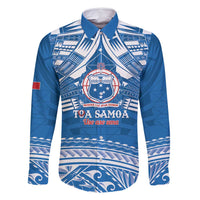 Toa Samoa Rugby Custom Family Matching Long Sleeve Bodycon Dress and Hawaiian Shirt Uso aso uma Samoan Pattern Blue - Polynesian Pride