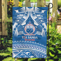 Toa Samoa Rugby Custom Garden Flag Uso aso uma Samoan Pattern Blue - Polynesian Pride