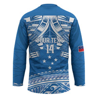 Toa Samoa Rugby Custom Hockey Jersey Uso aso uma Samoan Pattern Blue - Polynesian Pride