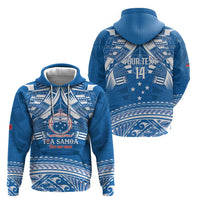 Toa Samoa Rugby Custom Hoodie Uso aso uma Samoan Pattern Blue - Polynesian Pride