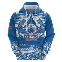 Toa Samoa Rugby Custom Hoodie Uso aso uma Samoan Pattern Blue - Polynesian Pride