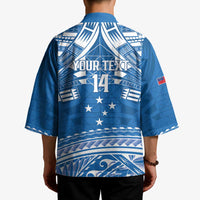 Toa Samoa Rugby Custom Kimono Uso aso uma Samoan Pattern Blue - Polynesian Pride