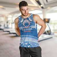 Toa Samoa Rugby Custom Men Tank Top Uso aso uma Samoan Pattern Blue - Polynesian Pride
