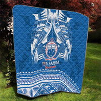 Toa Samoa Rugby Custom Quilt Uso aso uma Samoan Pattern Blue - Polynesian Pride