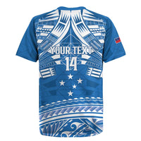 Toa Samoa Rugby Custom Rugby Jersey Uso aso uma Samoan Pattern Blue - Polynesian Pride