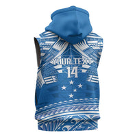 Toa Samoa Rugby Custom Sleeveless Hoodie Uso aso uma Samoan Pattern Blue - Polynesian Pride