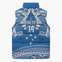 Toa Samoa Rugby Custom Sleeveless Puffer Jacket Uso aso uma Samoan Pattern Blue - Polynesian Pride