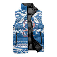 Toa Samoa Rugby Custom Sleeveless Puffer Jacket Uso aso uma Samoan Pattern Blue - Polynesian Pride
