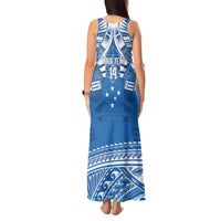 Toa Samoa Rugby Custom Tank Maxi Dress Uso aso uma Samoan Pattern Blue - Polynesian Pride