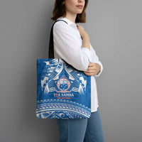 Toa Samoa Rugby Custom Tote Bag Uso aso uma Samoan Pattern Blue - Polynesian Pride