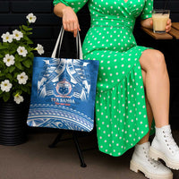 Toa Samoa Rugby Custom Tote Bag Uso aso uma Samoan Pattern Blue - Polynesian Pride