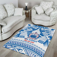 Toa Samoa Rugby Custom Area Rug Uso aso uma Samoan Pattern White - Polynesian Pride