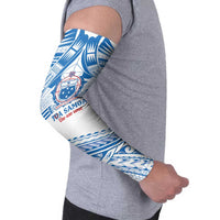 Toa Samoa Rugby Custom Arm Sleeves Uso aso uma Samoan Pattern White - Polynesian Pride