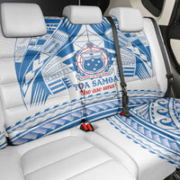 Toa Samoa Rugby Custom Back Car Seat Cover Uso aso uma Samoan Pattern White - Polynesian Pride